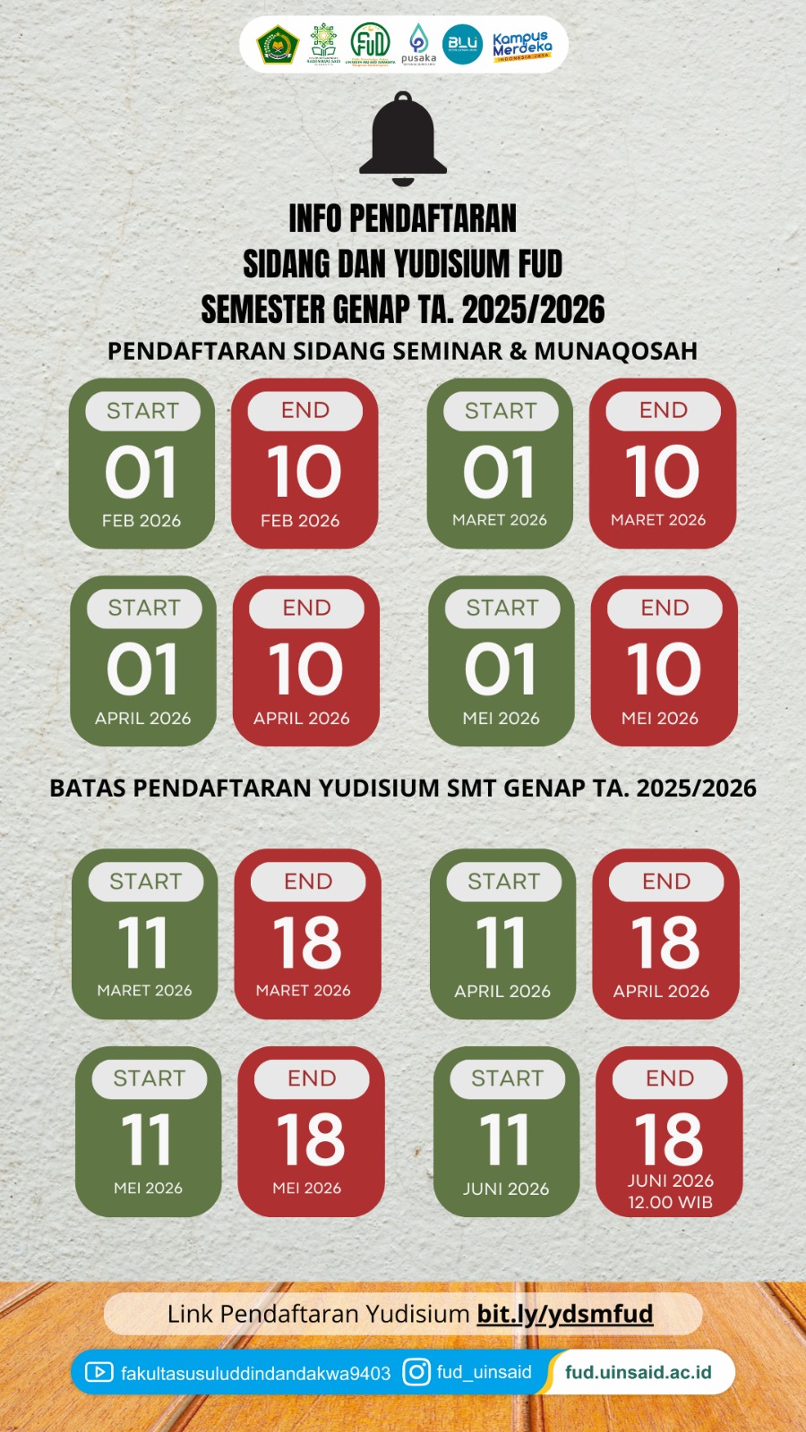 INFORMASI PENDAFTARAN SIDANG DAN YUDISIUM FUD SEMESTER GENAP TAHUN AKADEMIK 2025 2026